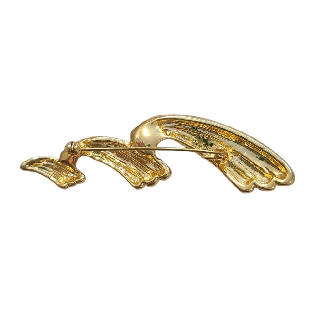 Gold Swirl Rhinestone Brooch - Picture 4 of 4